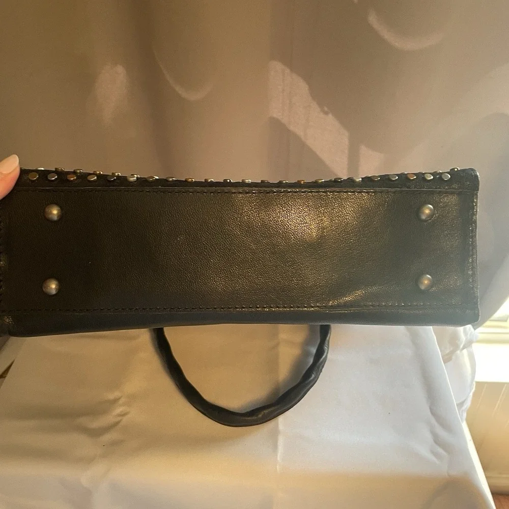 Patricia Nash Zancona Leather Black Studded Large Tote Purse Handbag NWT $249